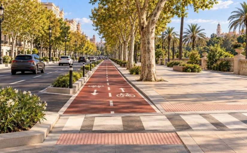 Valencia devuelve la acera al peatón en el carril bici de la Albereda