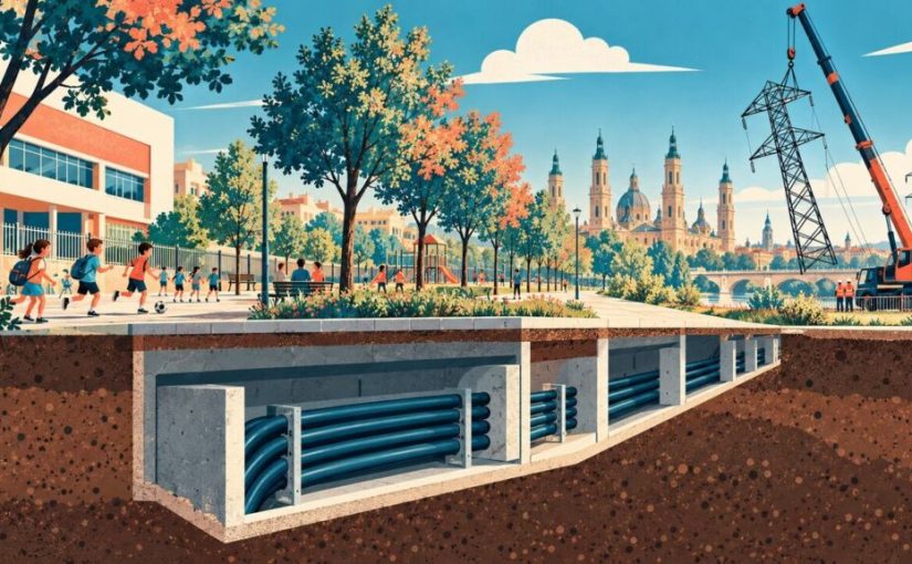 Zaragoza sotierra 2,25 kilómetros de redes eléctricas junto al colegio María Zambrano